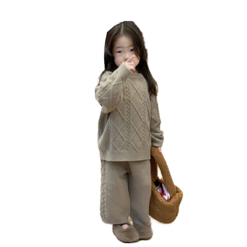 Girls Sweatshirts +Pants Kids Suits 2PCS/Set Cotton 2024 Soft Knitting Spring Autumn Cotton Tracksuit Sport Suits Children Cloth