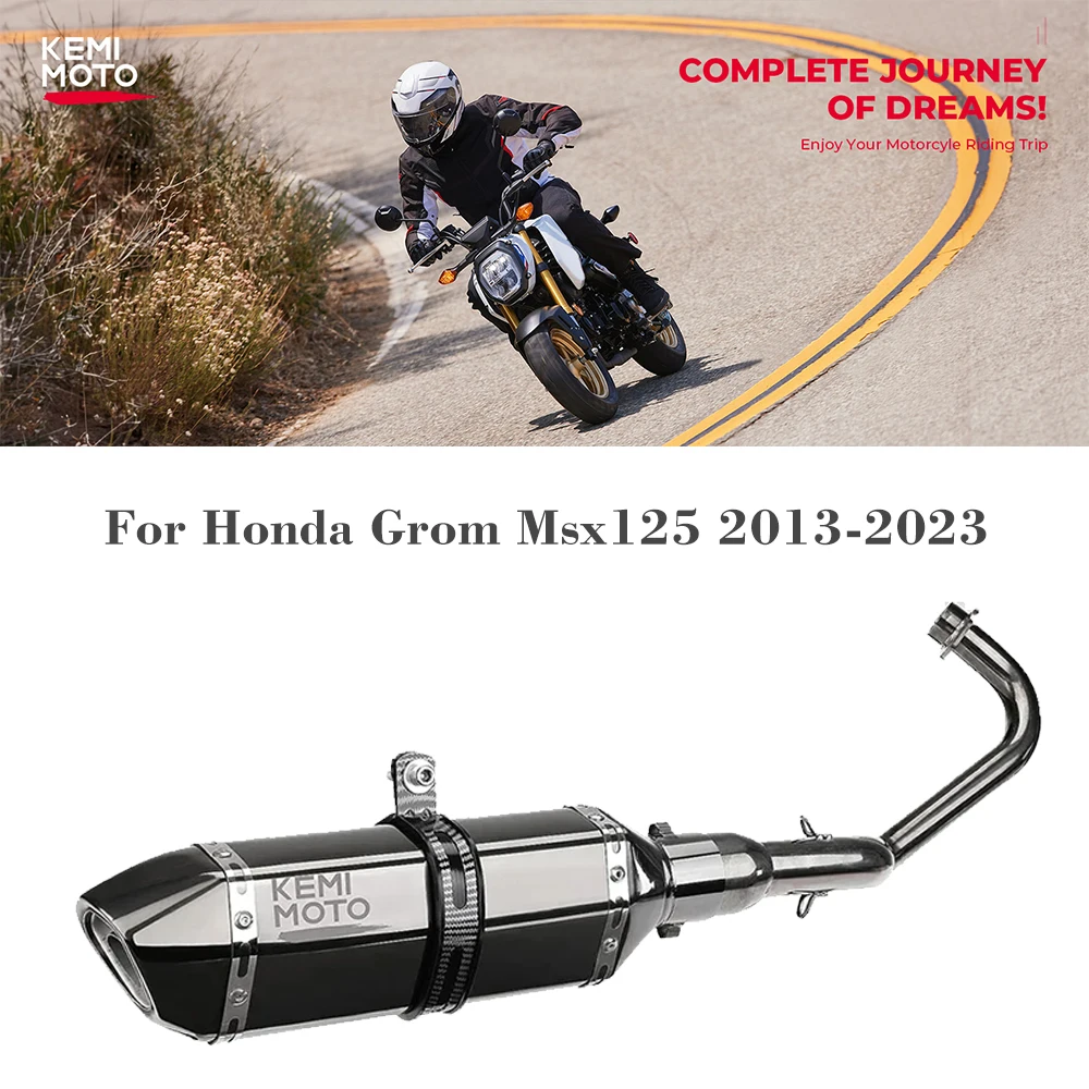 

Exhaust Systems For Honda Grom Msx125 2013-2023 Low Mount Exhaust Slip-on Muffler Baffle Motorcycle Exhausts Pipes Aluminum