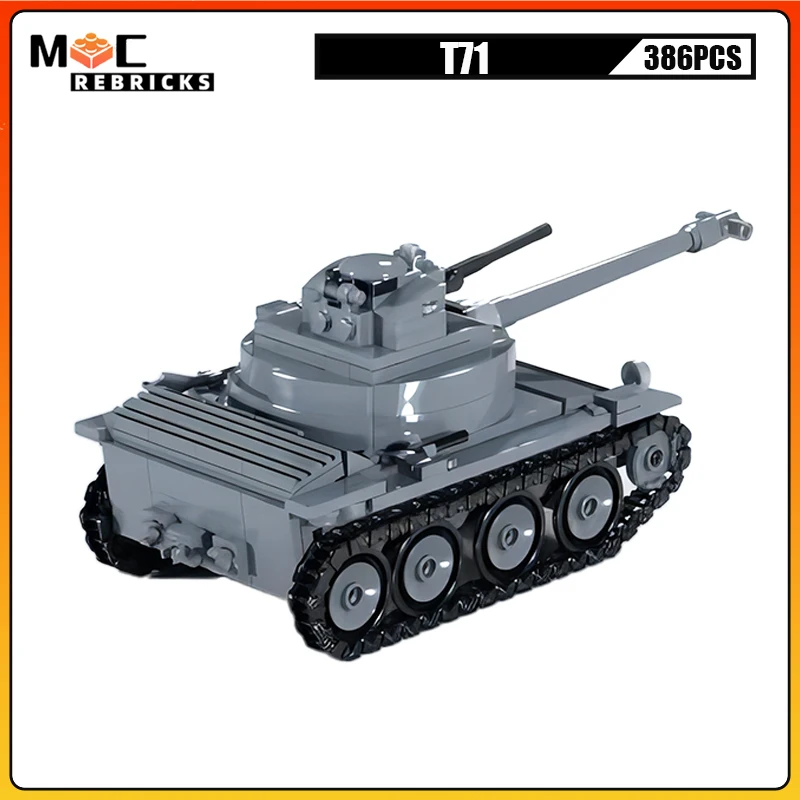 Experimental Airborne Light Tank T71 Armor Vehicle MOC Building Blocks Panzer Assembly Model Kids Construction Toys Bricks Gifts