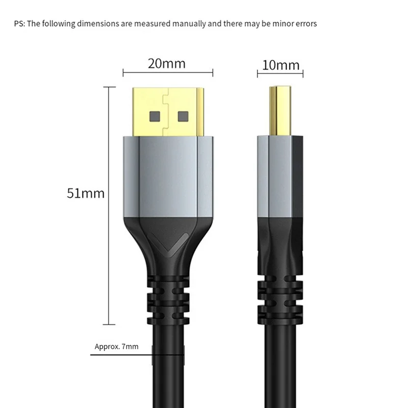 2.1 Cable 16K DP Cable Ultra HD Video Audio Cable For Laptop TV Projector Monitor Easy Install 3 Meters-Y41A
