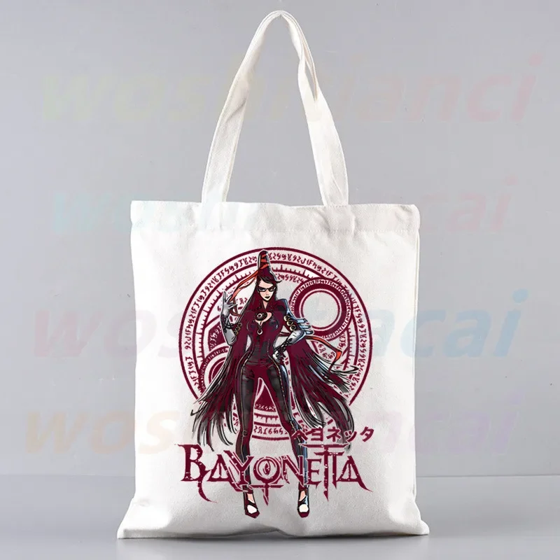 Bayonetta Game Handbags Hot Selling Fashion Handbag Canvas Bag Tote Ladies Casual Shoulder Bag Reusable Shopping Bags