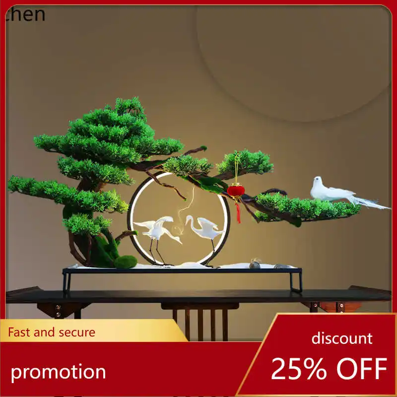Hxl artificial bonsai welcoming pine ornament - chinese style entryway micro landscape decoration