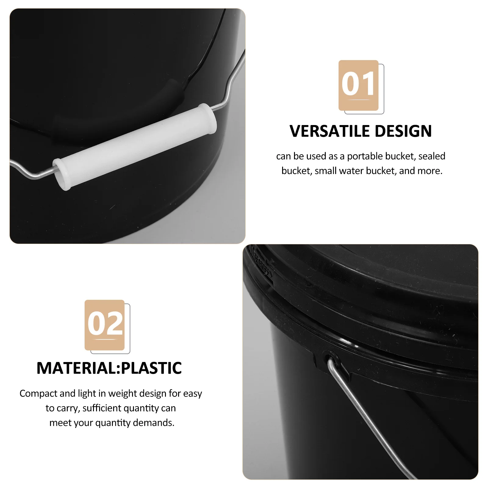 

2pcs Plastic Bucket With Lid Sealed Water Storage Container For Home Garden Farm Portable Small Bucket For Water Milk Ice