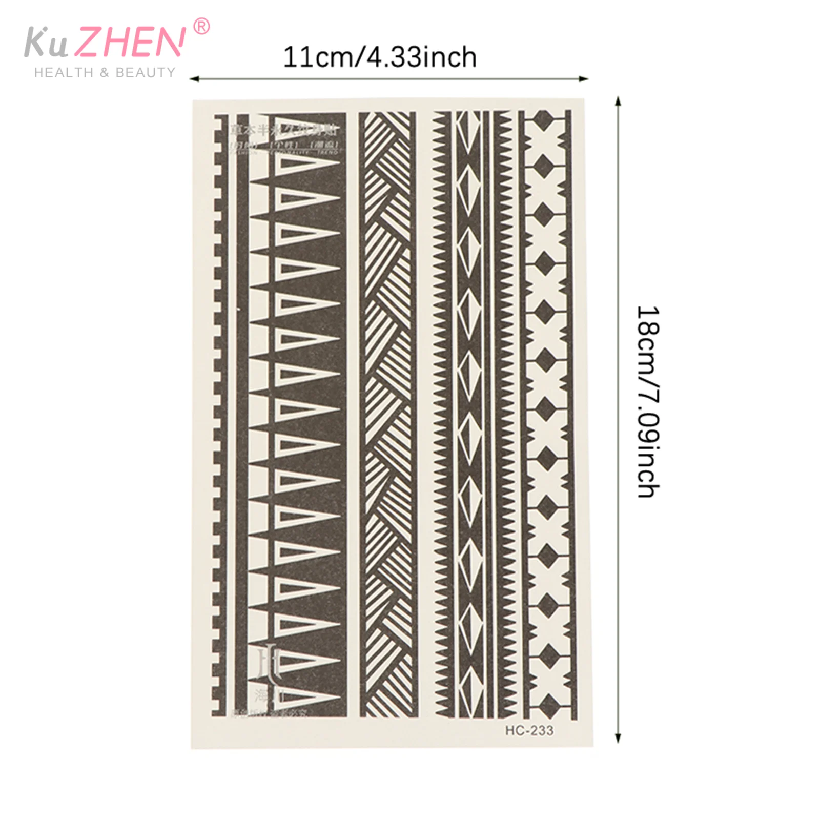 1 قطعة سوار نمط هندسي مقاوم للماء الذراع الفرقة الوشم المؤقت ، دائم 1-2 أسابيع ، الوشم وهمية واقعية شبه دائمة #6