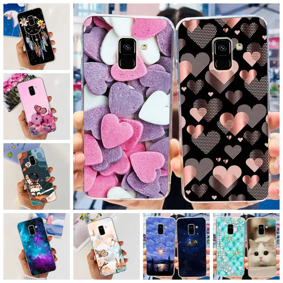 Case For Samsung Galaxy A8 Plus 2018 Cover Luxury Love Heart Astronaut Silicone Phone Case For Samsung A8 2018 A8+ A8Plus Bumper