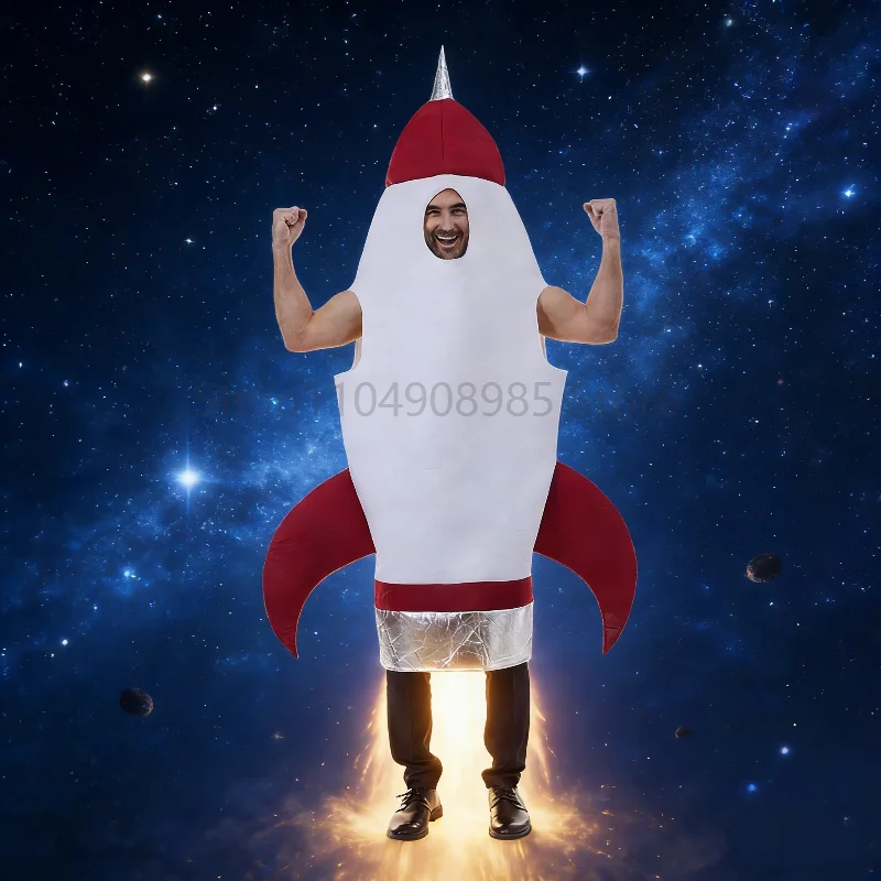

Funny Adult Rocket Costume Unisex Sponge Launcher Cosplay Outfit Carnival Party Space Themed Stage Performance Fancy Dress