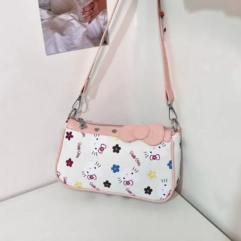 مرحبا كيتي حقيبة كروسبودي جديد تحت الإبط حقيبة فتاة هدية الطباعة Kawaii حقيبة الهاتف المحمول حقيبة مربعة صغيرة أنيمي الشكل