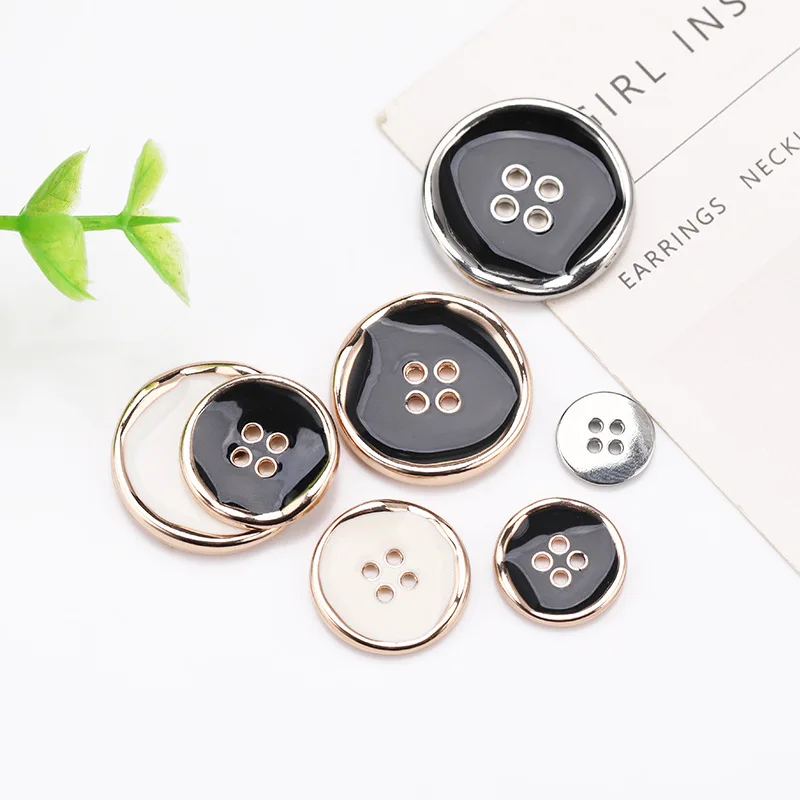 10pcs 11mm Gold Metal Shirts Buttons 2 Holes Small Button for Clothing Men Women Blouse Handmade Decorations Sewing Accessories