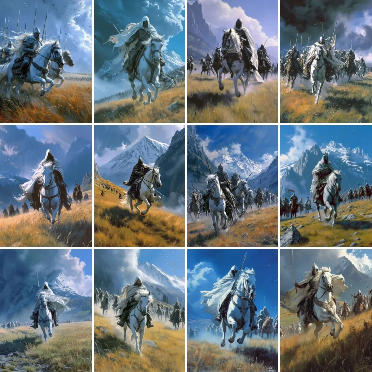 لوحة زيتية رقمية يمكنك صنعها بنفسك على شكل فارس الحصان الأبيض، هدية ملونة مرسومة يدويًا للبالغين مناسبة لتزيين جدران المنزل كهدية عيد الميلاد