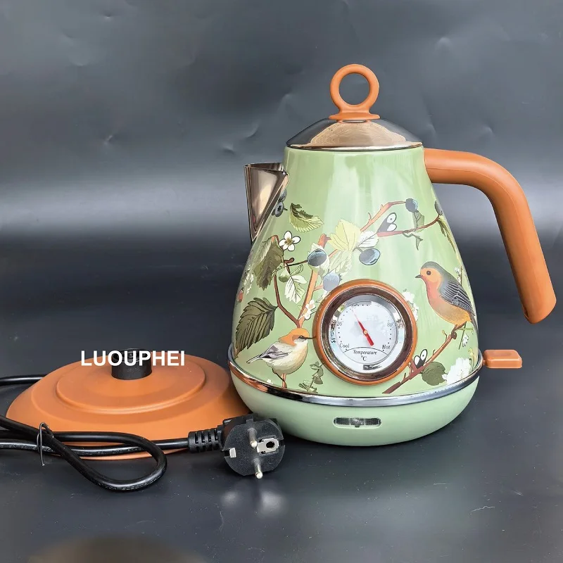 Bollitore elettrico retrò da 1850 W / 1,7 L con display della temperatura Bollitore bollente in acciaio inossidabile 304 Spegnimento automatico Teiera Utensili da cucina