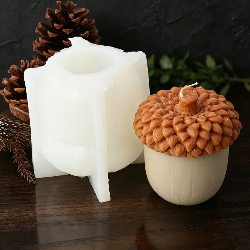 Acorn Shaped Silicone Candle Mold DIY Candle Plaster Resin Craft Rustic Fall Tabletop Ornament Christmas Home Decor Gift