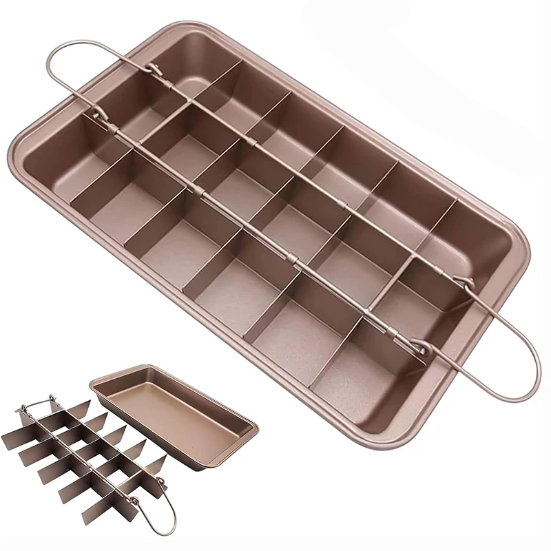 18 Pre-slice Brownie Pan with Dividers, Non-Stick Backing Pan, Lasagna Trays, All Edges, Muffin Cupcake Pan for Baking