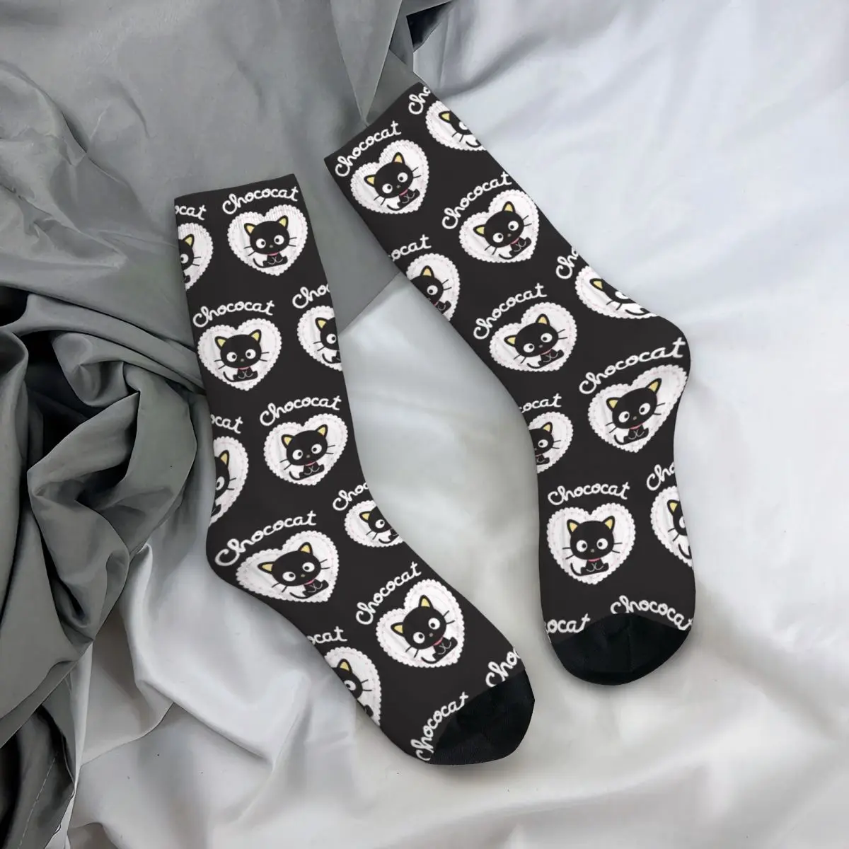 Fashion Men\'s Socks Hip Hop Chococat Sweet Valentine Sock Polyester Sport Women\'s Sock Spring Summer Autumn Winter