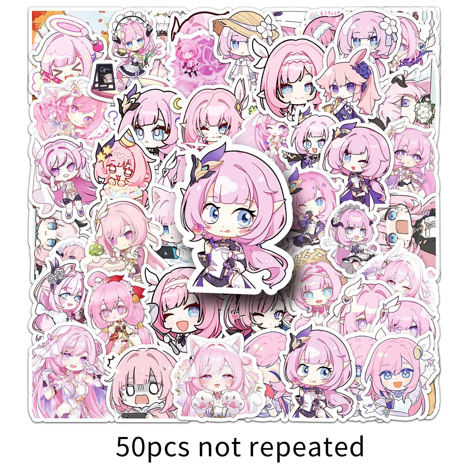 

10/50pcs Anime Game Honkai Impact 3rd Elysia Kawaii Cartoon Expression Stickers Phone Suitcase Skateboard Motorcycle Decals Toys