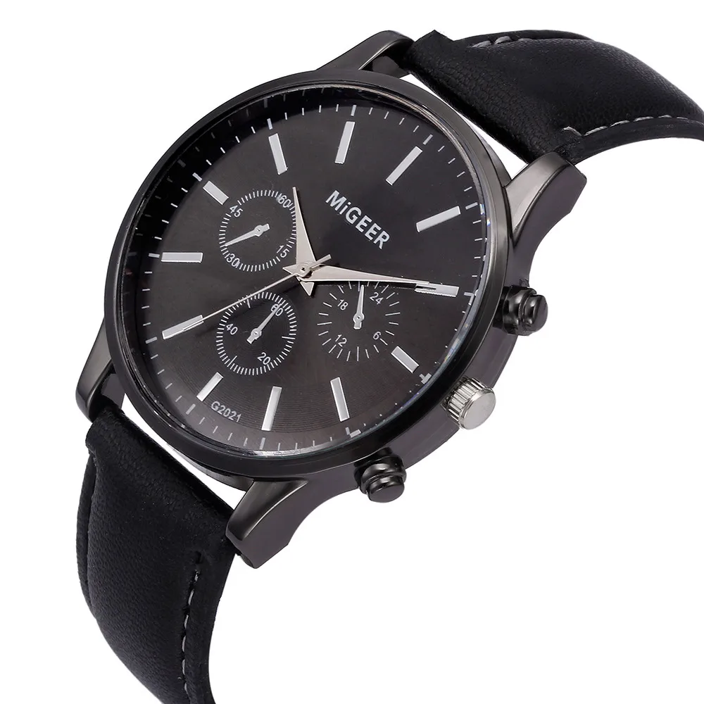 Leather Band Analog Alloy Quartz Wrist Watch