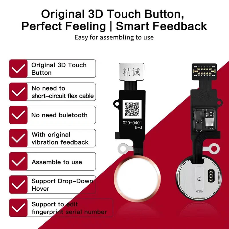 JC Home Button JCID 6th 3D Universal Touch Fingerprint Flex Cable For iPhone 7 8 Plus SE2020 Return Function Replacement Parts