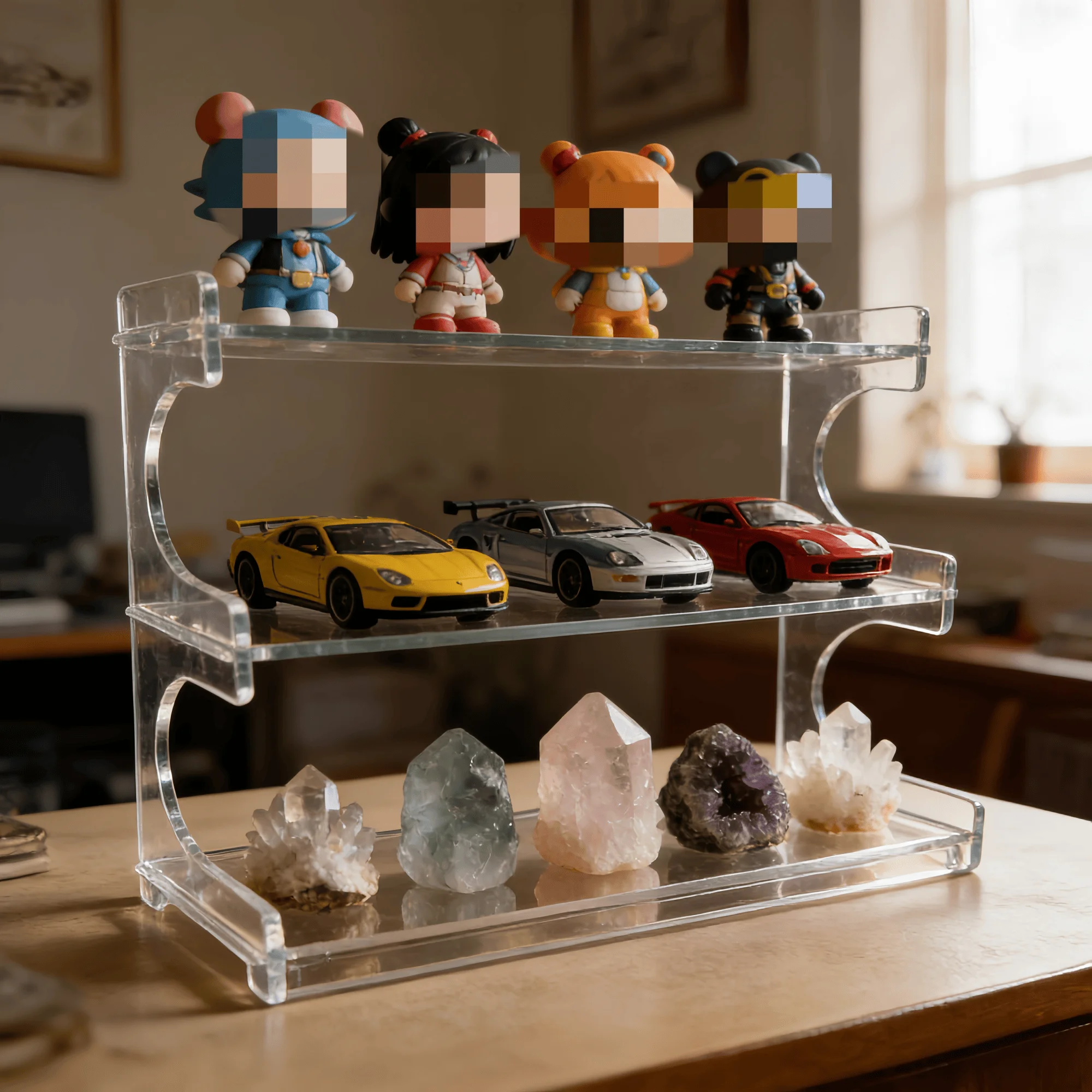 

Multi Functional Transparent Durable Acrylic Display Rack, Suitable For Placing Jewelry, Cupcakes, Perfume, Dolls, Storage Rack