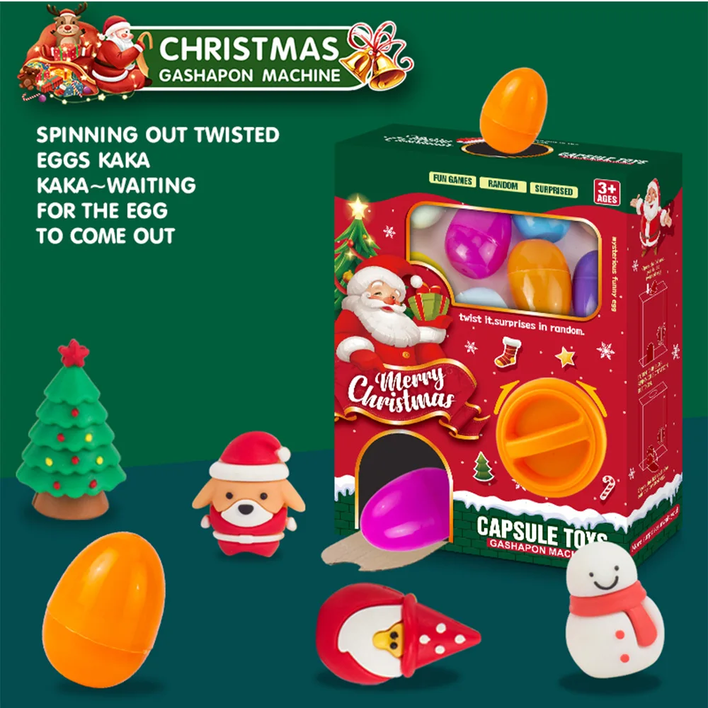 2024 Christmas Twist Egg Machine Mystery Box Funny Egg Claw Doll Funny Egg Doll  Exchanged Candy Lottery Children Holiday Gifts