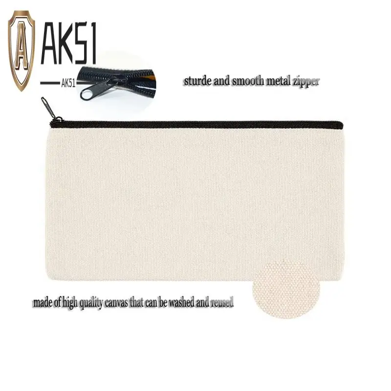 

AK51-100Pcs Blank DIY Craft Bag Pouch Canvas Bag Multi-Purpose Travel Toiletry Bag Canvas Zipper Pencil Case Makeup Bags