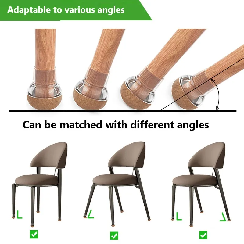 Protetores redondos do assoalho da perna da cadeira de 16 pces, almofadas da mobília para pisos de madeira, controles deslizantes da mobília para pernas da cadeira, tampões de perna de silicone