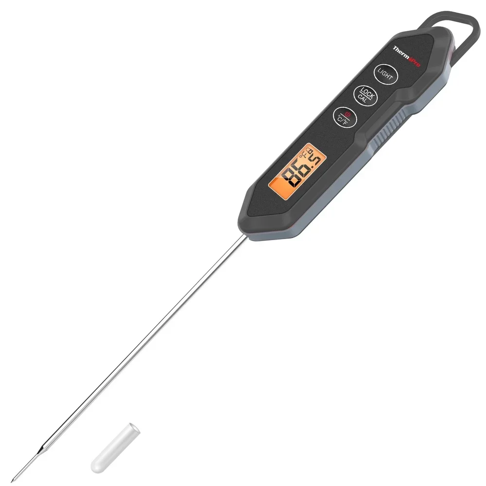 

Waterproof Digital Meat Thermometer Instant Read Stainless Steel Probe with Calibration Lock Function Compact Kitchen Tool