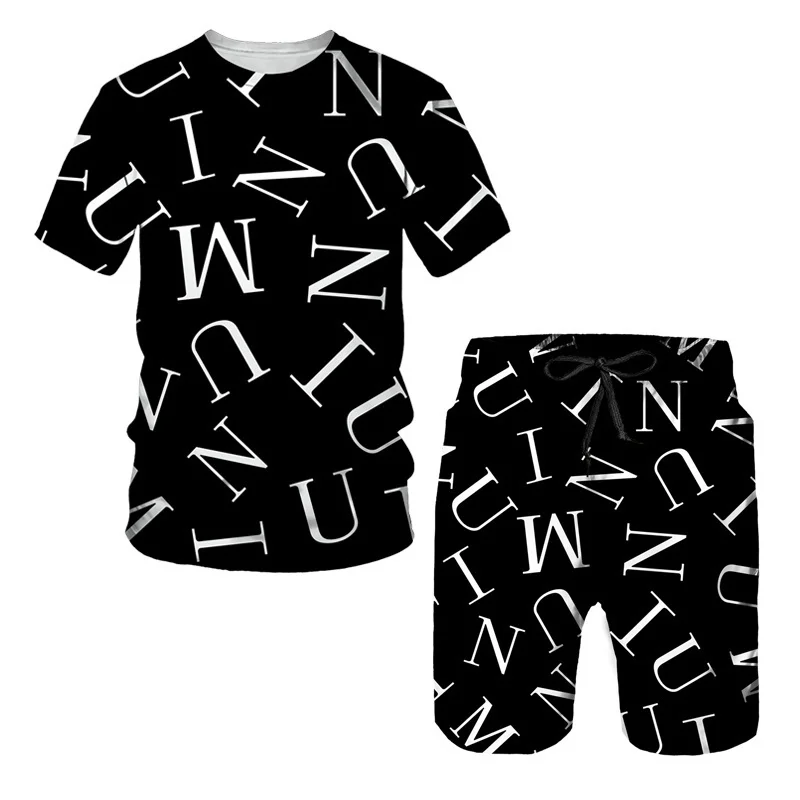 Summer Men\'s Tracksuit 3D Printing Men\'s Oversized T-shirt Shorts Outfits Sets Streetswear Luxury Men Tracksuit Male Tshirt Set
