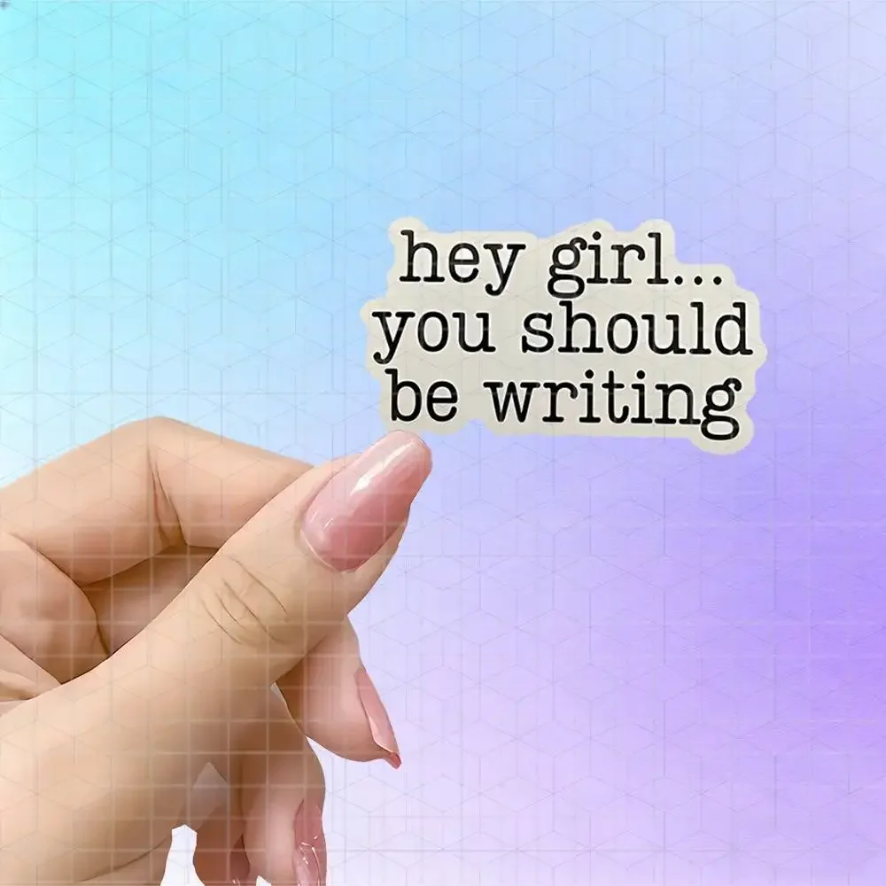 Vintage Typewriter Writing Prompt Vinyl Sticker Matte Decal For Journal Laptop Tablet Motivational Healing