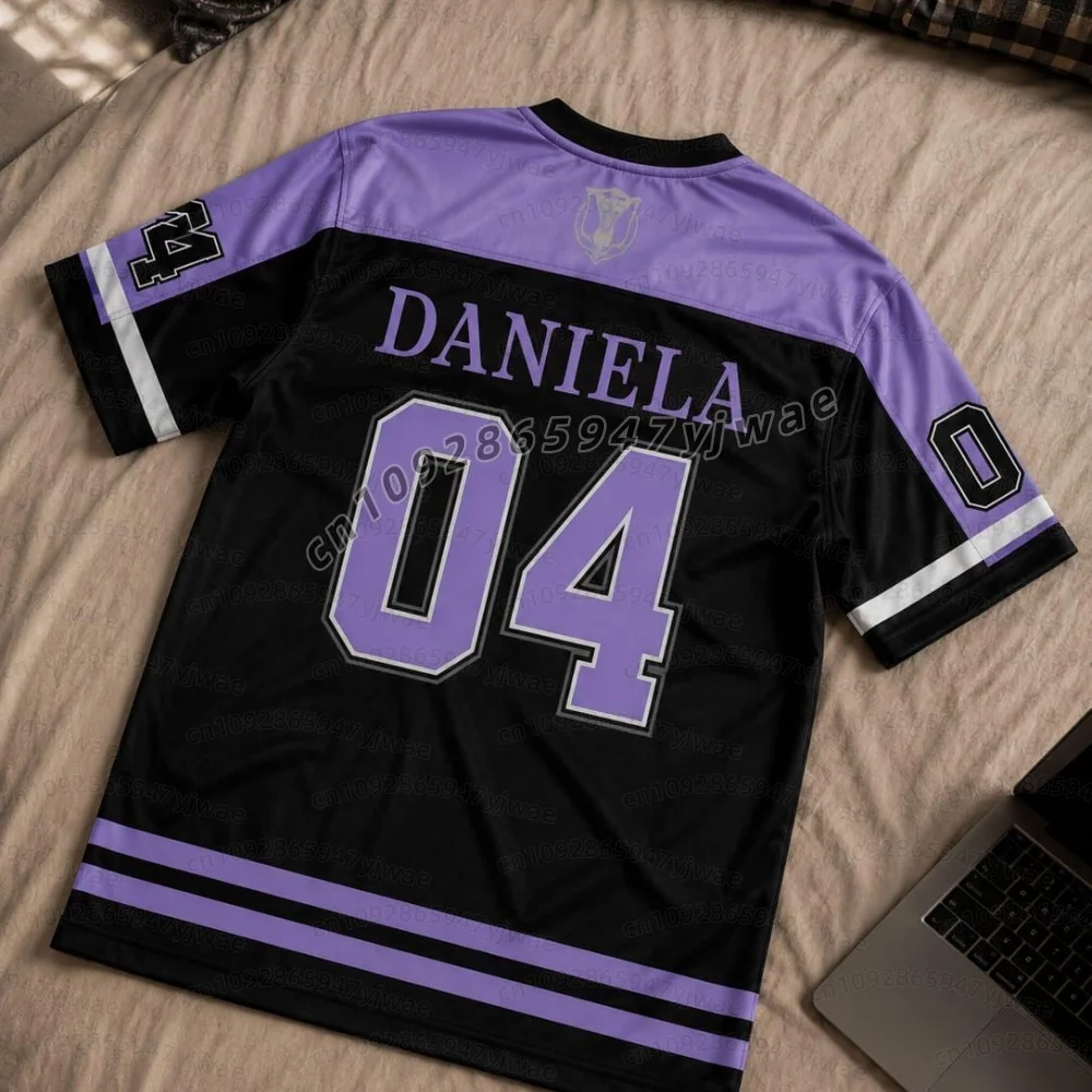 2026 Katseye Purple Oversized Jersey Shirt Kpop Cosplay Stripe Print T-Shirt  Yoonchae Lara&Sophia Fan Men Women Cosplay T-Shirt view 6