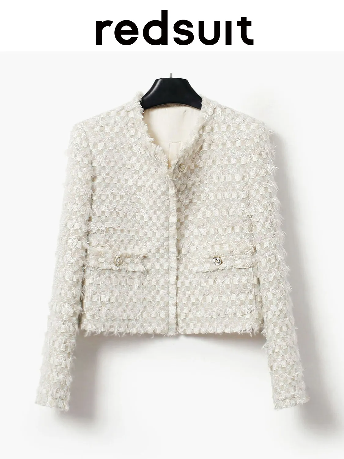 New High definition three-dimensional woolen shiny grid weave short coarse coat minimalist  Custom size