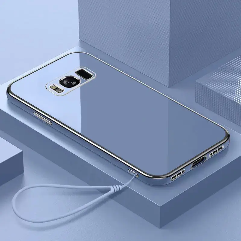 For Samsung Galaxy S8 Case Luxury Square Plating Galaxy S8 Plus Phone Case ShockProof Silicone Back Cover Fundas