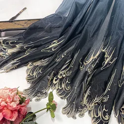 1/2/3 Meter Gradient Embroidery Lotus Leaf Fabric Chinese Style Designer Fabric DIY Sewing Hanfu Dress Stage Dance Costume