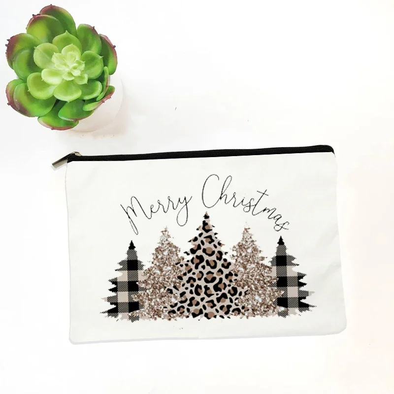 Merry Christmas Xmas Cosmetic Bag Makeup Case Travel Toiletries Organizer Storage Make Up Pouch Pencil Bag Gift for Her