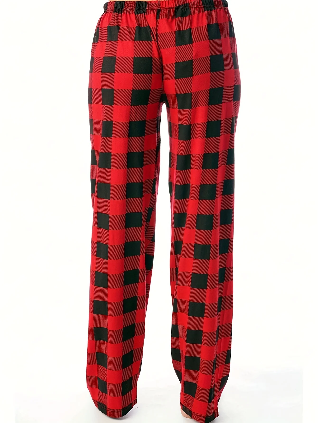 A pair of women\'s spring and summer corset plaid print pants trousers trousers autumn and winter casual pants men\'s home pants