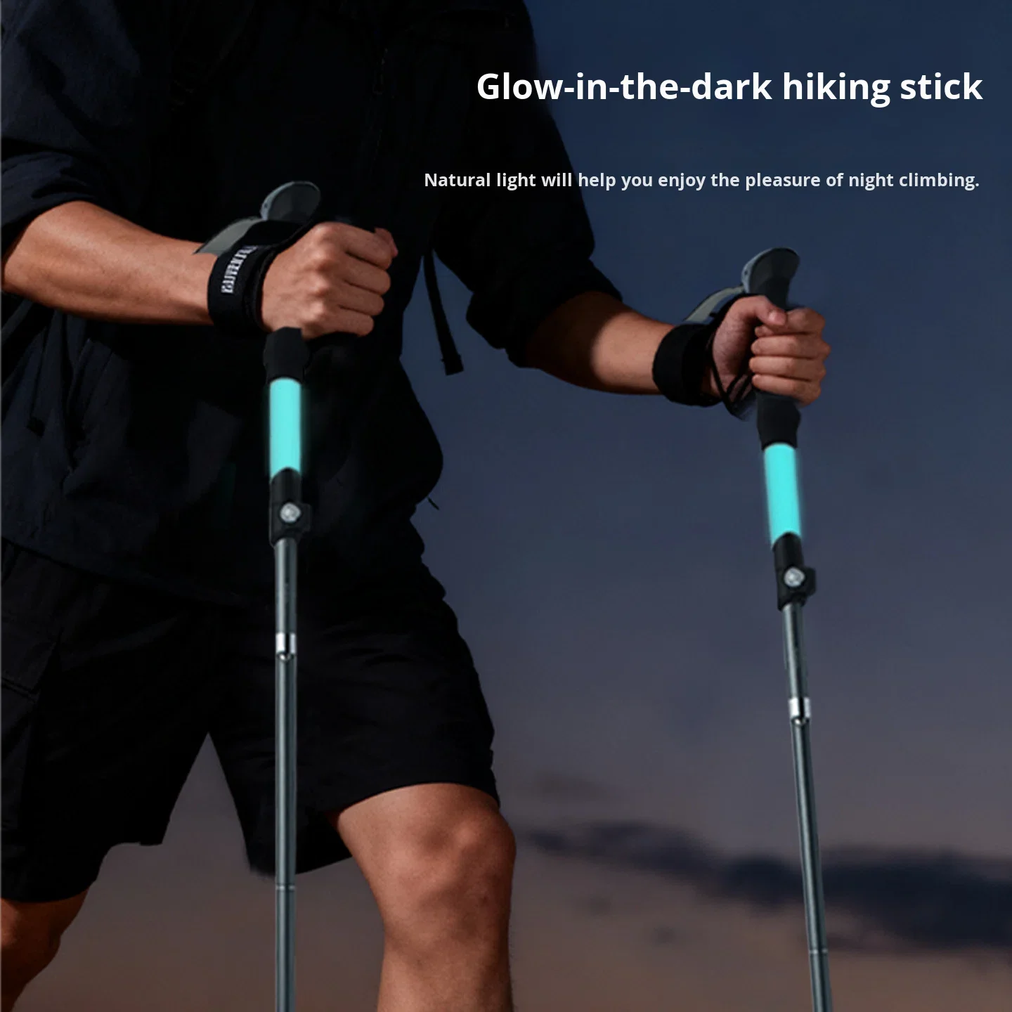Luminous Hiking Stick Glowing Foldable Telescopic Trekking Pole Lightweight Aluminum Alloy Camping Climbing Equipment External