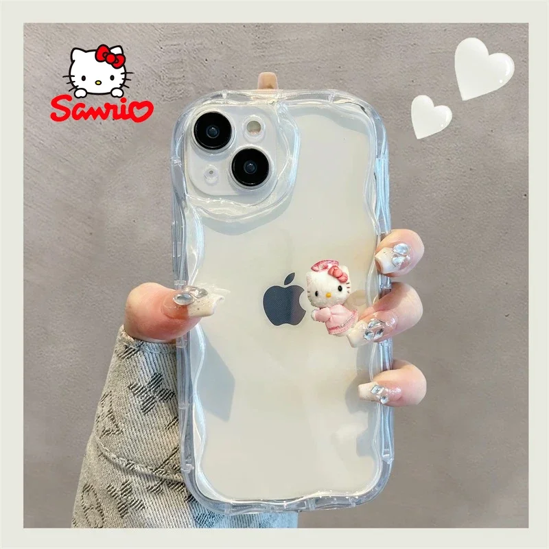 Sanrio Mobile Phone Shell Iphone15 Pro Girls Iphone Case Kitty Cat Cartoon for Iphone Phone Case Hellokitty 2025 New
