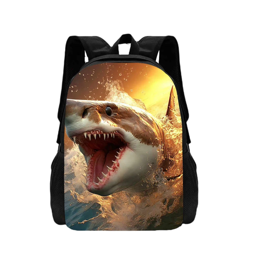 Mochila 3D Shark Print Children\'s School Bag Cartoon Animal Print Boys and Girls School Bag Lightweight Children\'s Backpack