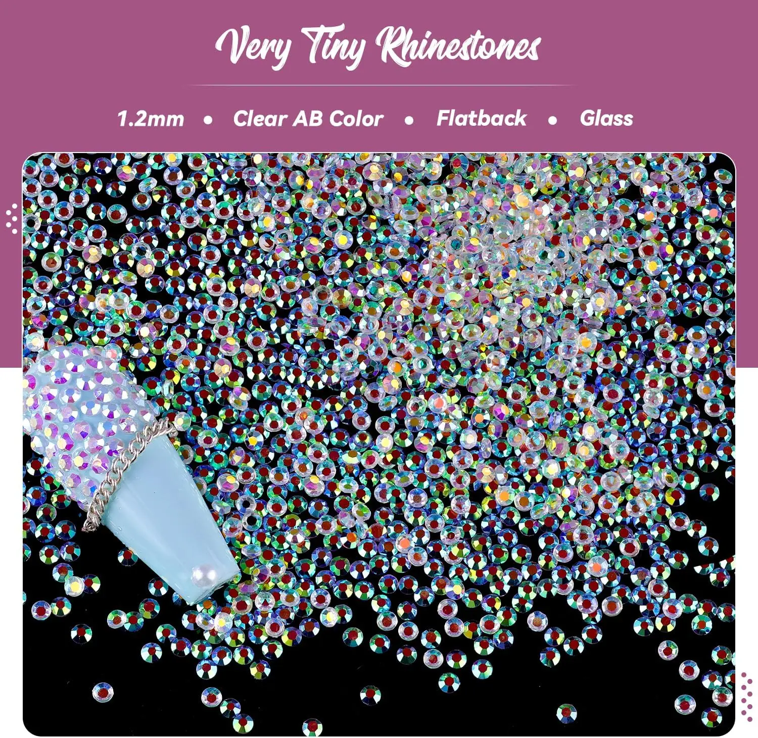 5000/10000/20000PCS Cristales para uñas Pixie - Brillo iridiscente Mini Diamantes de imitación triturados de 1,3 mm y cuentas de cristal de azúcar