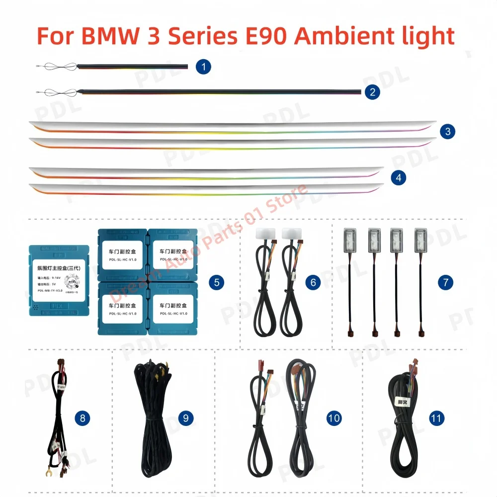 For BMW 3 Series 2005-2012 E90 LED Atmosphere Light Automotive interior lighting upgrade Car accessories footlights APP control