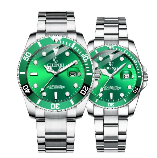 

Night Light Men's Watch Leisure Fashion Business Watch Waterproof Calendar Steel Strip Green Water Ghost Quartz Watch