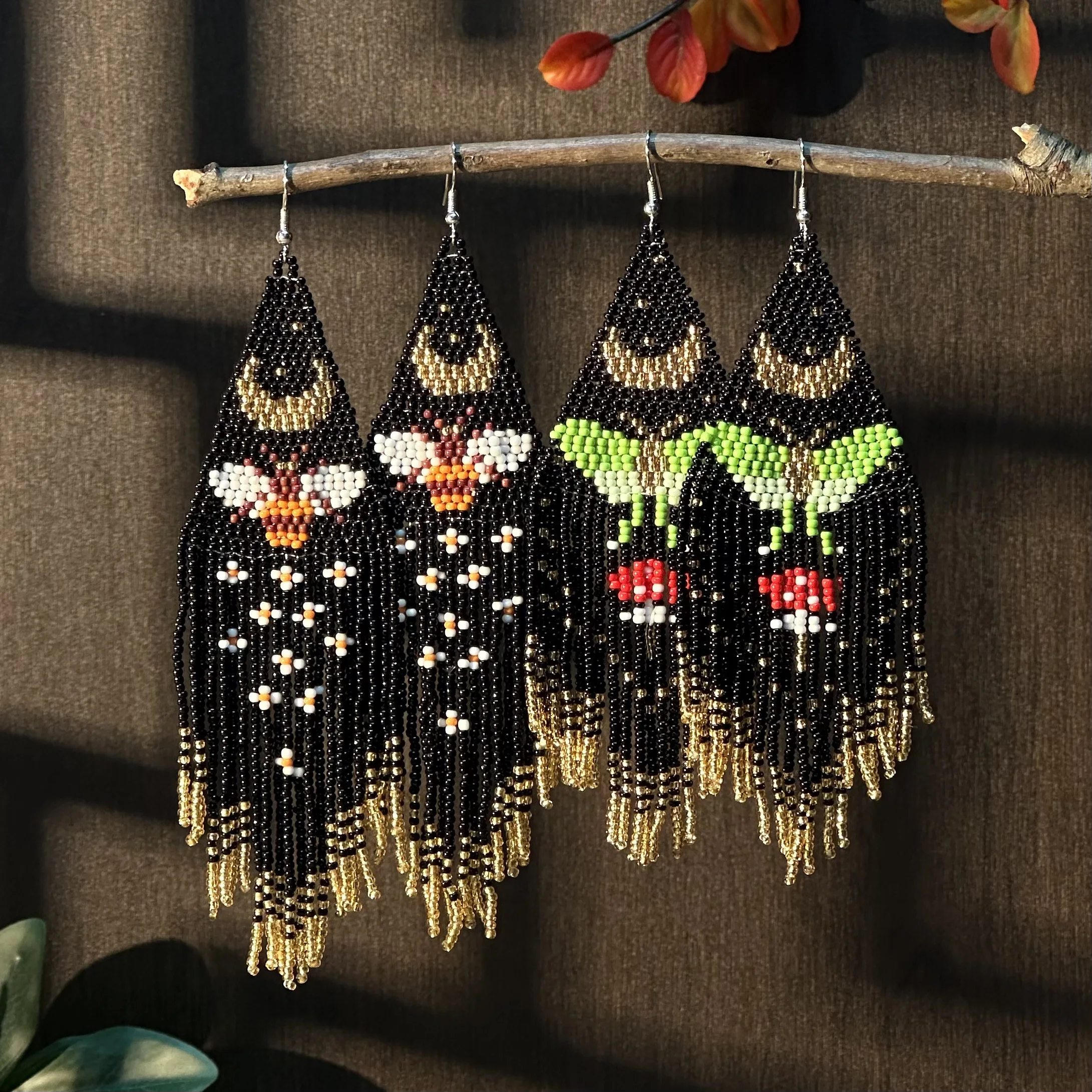 ZGMXR Rice bead earrings Butterfly Creativity Hand textile Tassels Bohemia Alloy Pattern Fashion Simple Female Beaded earrings