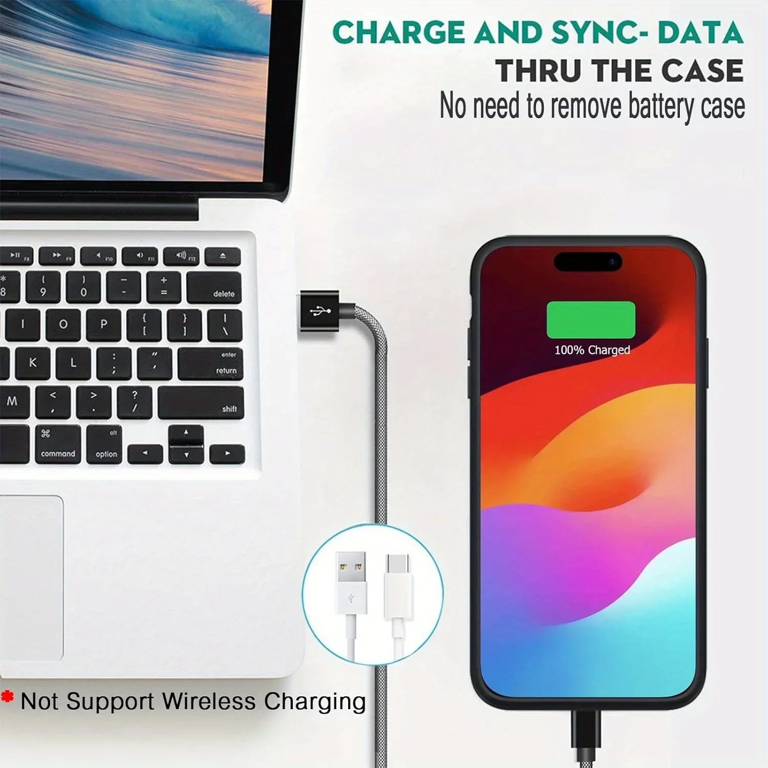 Enhanced 6800mAh Ultra Thin Portable Protective Smart Charging Case Compatible with for iPhone 15 Pro Max 6.7 inch(Black) image 6