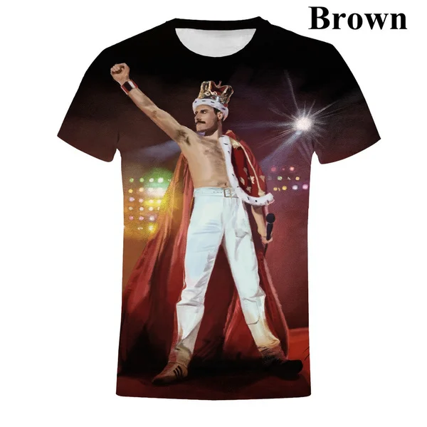 Fashion Men and Women 3D Printing Short-sleeved QUEEN Bohemian Rhapsody Movie Freddie Mercury Rock Music Singer T-shirt