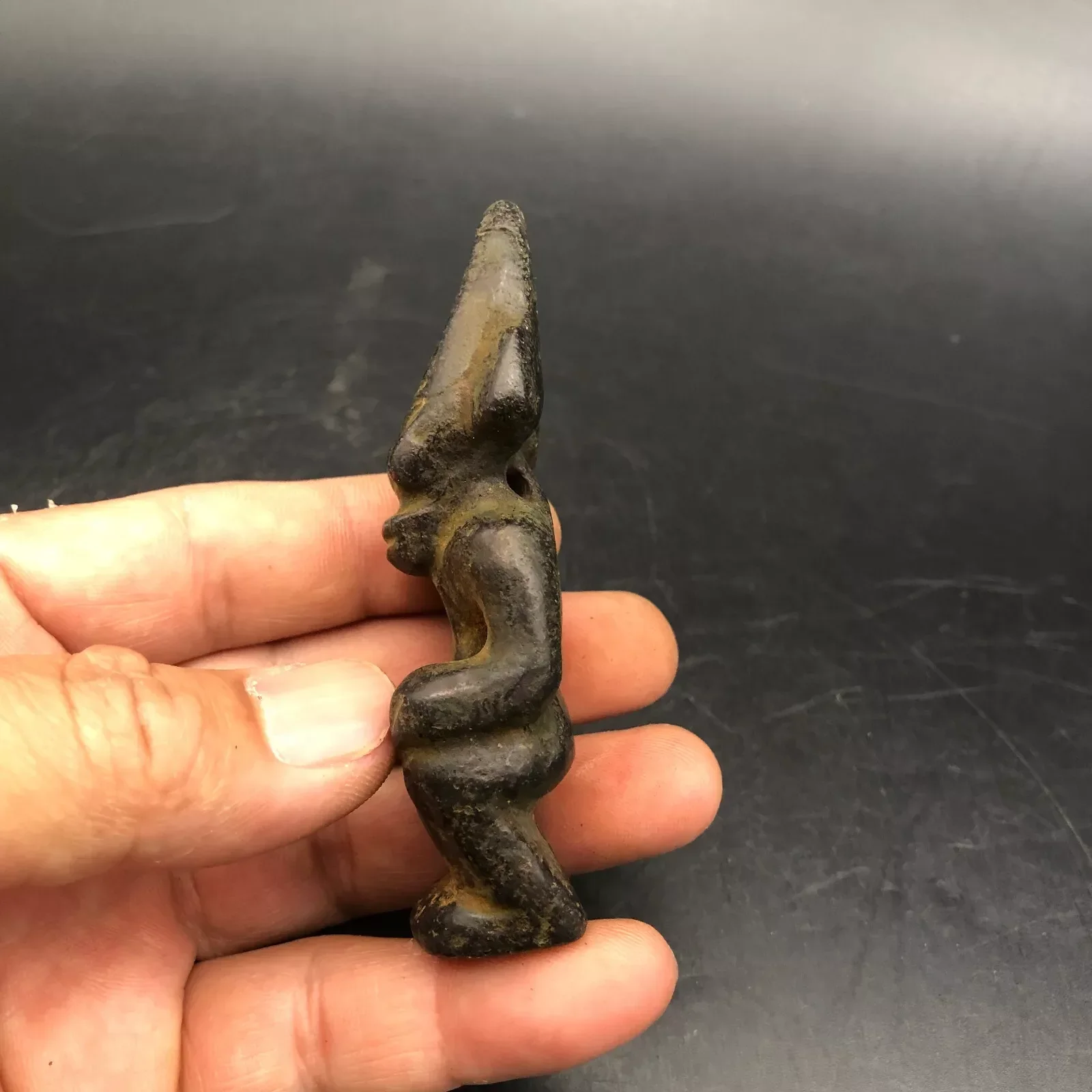 China Amulet  Sun god Meteorite Hand carved Hongshan Culture