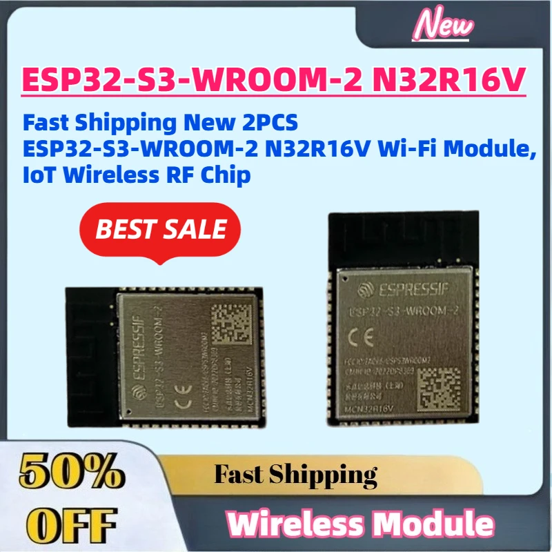 Fast Shipping New 2PCS ESP32-S3-WROOM-2 N32R16V Wi-Fi Module, IoT Wireless RF Chip