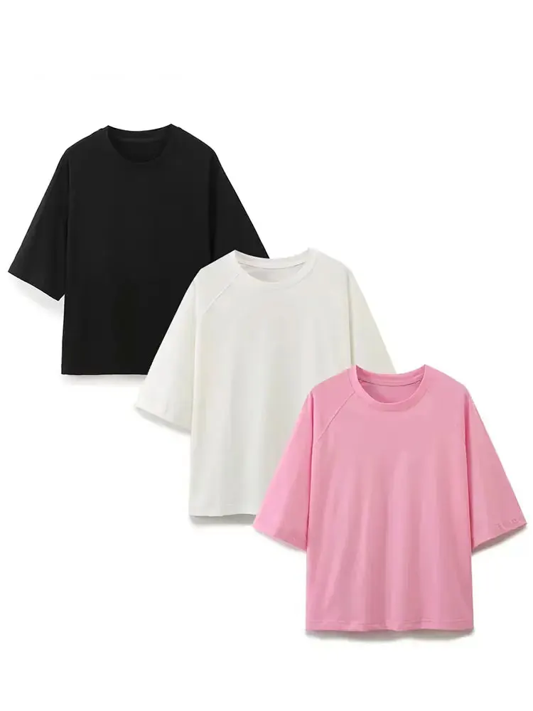HH 2024 Summer Female Solid Cozy Pants Suit Short Sleeves O Neck T-Shirt+Drawstring Jogging Straight Pants Causal Street Set