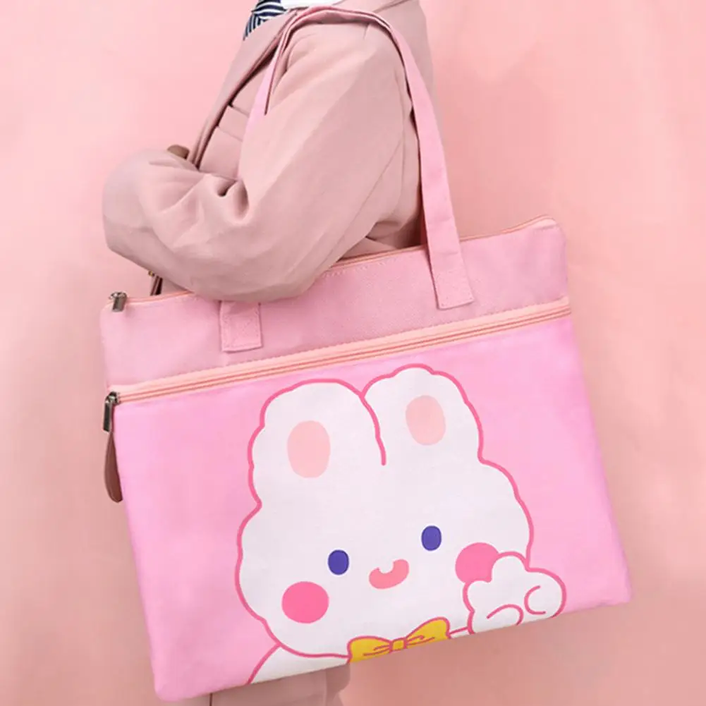Kawaii Мультфильм двойная молния сумка для файлов Большая водонепроницаемая ткань Оксфорд вместительная сумка-Органайзер подарки симпатичная Портативная сумка для хранения учебников