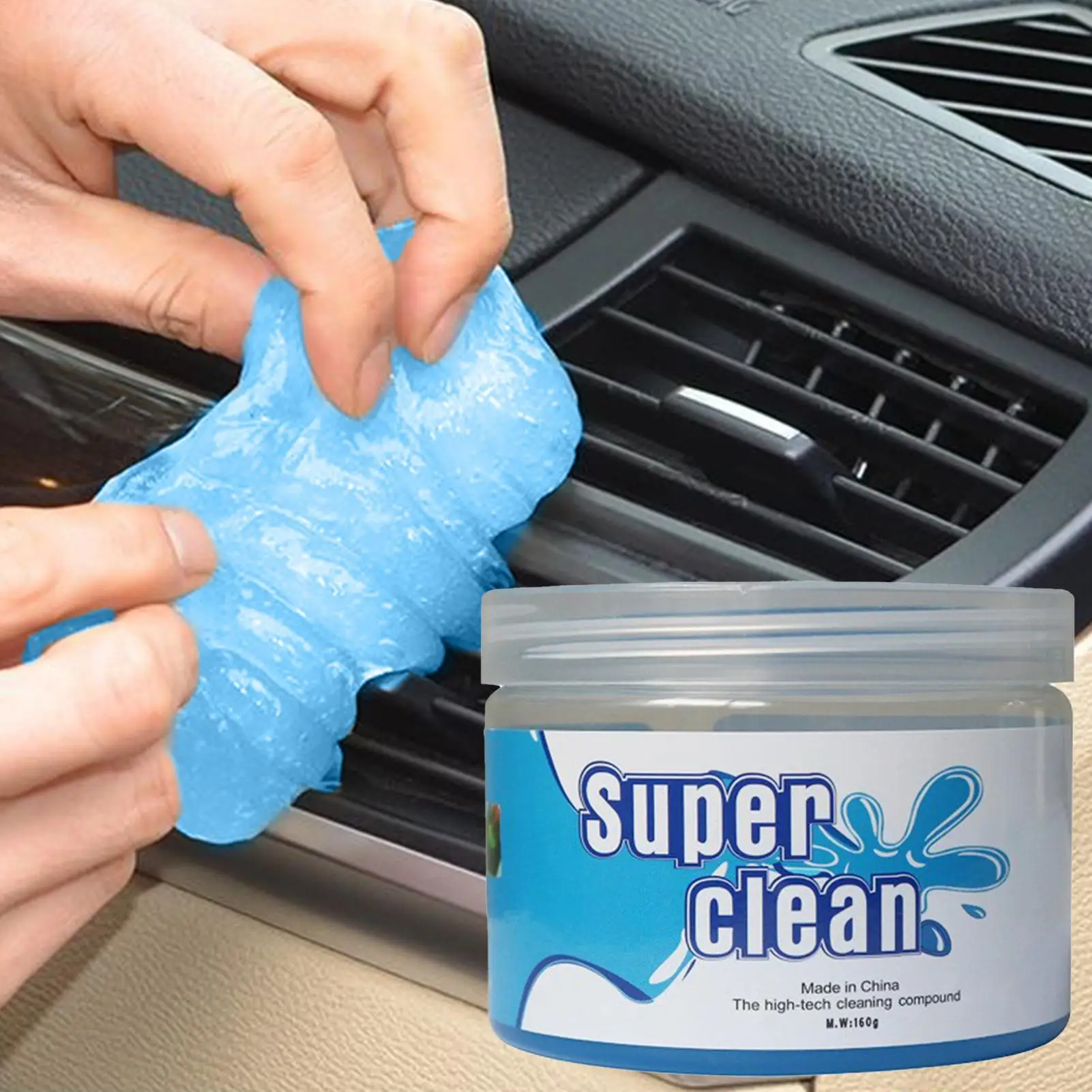 160g Car Cleaning Gel Deep Clean Reusable Multifunctional for Vents Dashboard Steering Wheel Non Sticky Odor Eliminator