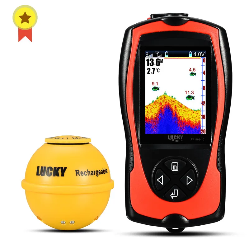 Lucky Sonar Fishfinder FF1108-1CWLA Oplaadbare Draadloze Sensor 45M Waterdiepte Echolood Vissen Draagbare Fishfinder