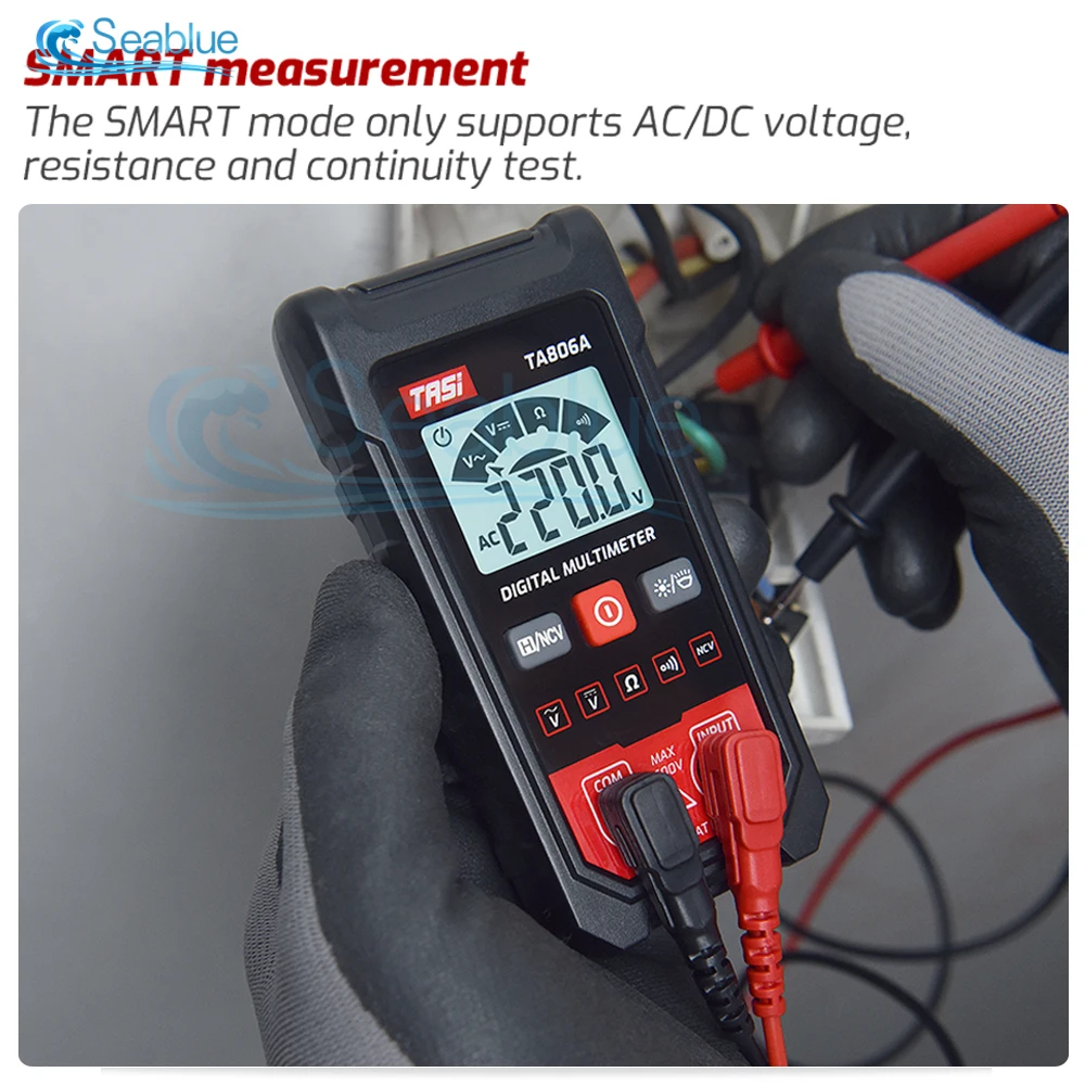 1Pc TA806A Digital Multimeter Auto Range Fast Accurately Measures Multimetro 0.8V~600V AC DC Ohm Hz NCV Voltage Tester Meter