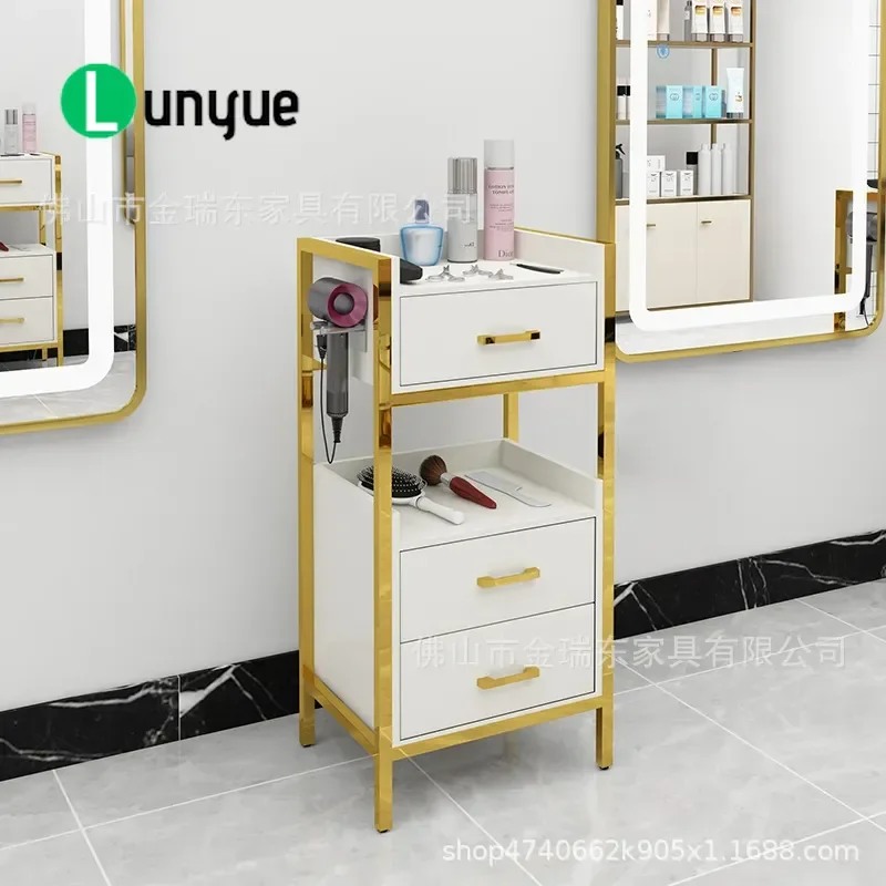 White Hair Tool Cart Barber Shop Storage Trolley with Wheels Multi Layer Hairdresser Cabinet Rack for Beauty Spa Clinic